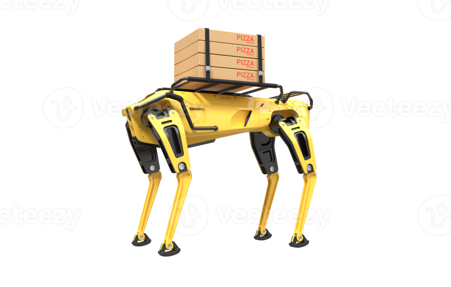 Robot dog delivering pizza png