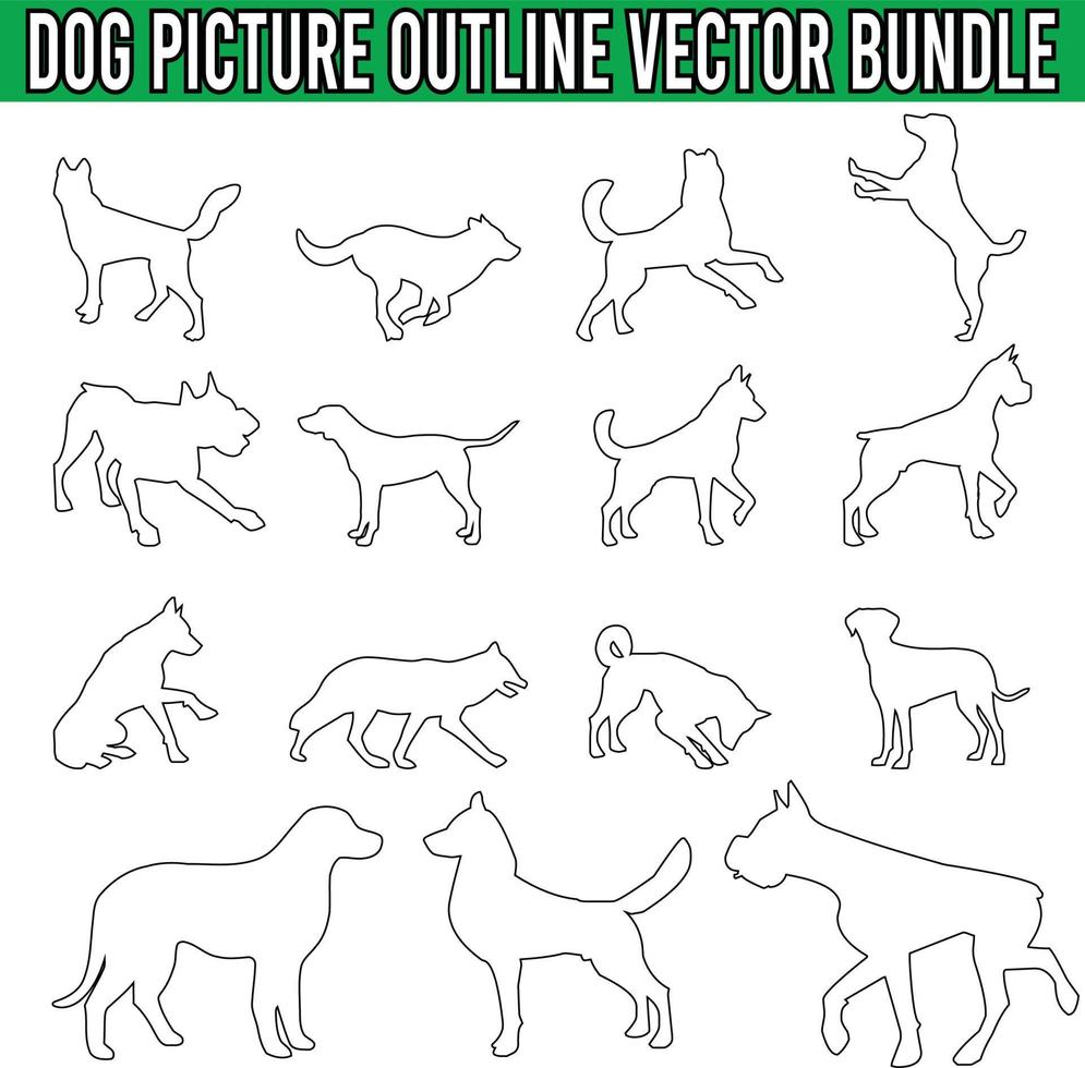 paquete de vector de contorno de imagen de perro