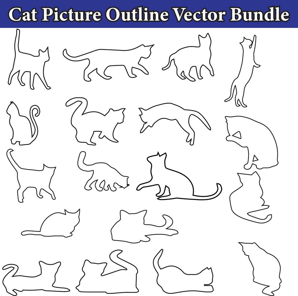 paquete de vector de contorno de imagen de gato