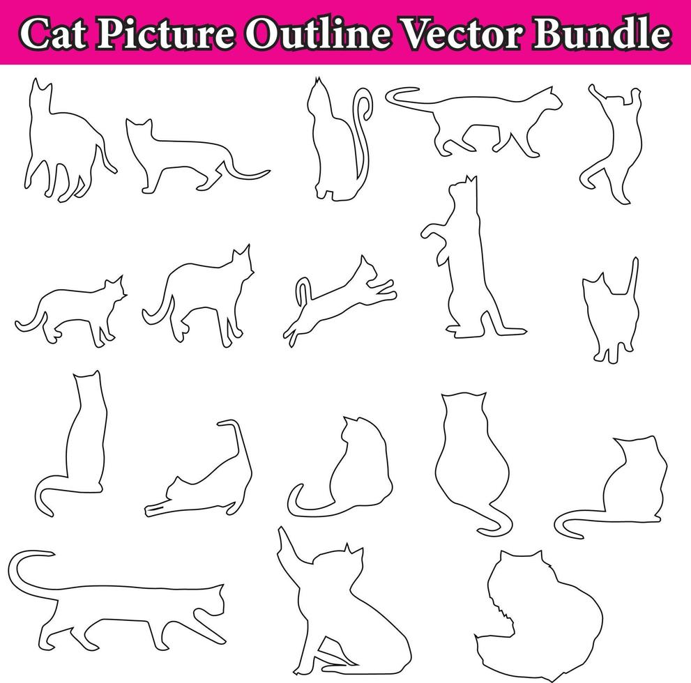 paquete de vector de contorno de imagen de gato