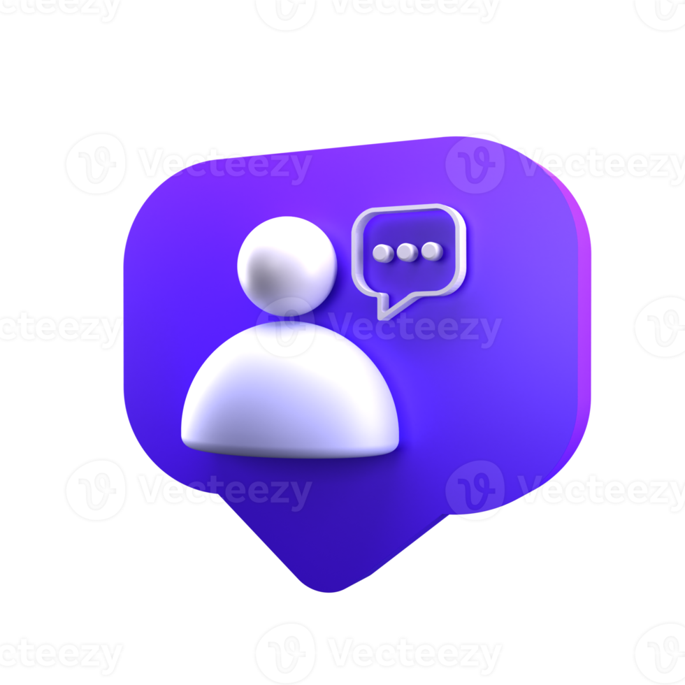 3D icon comment social media isolated png