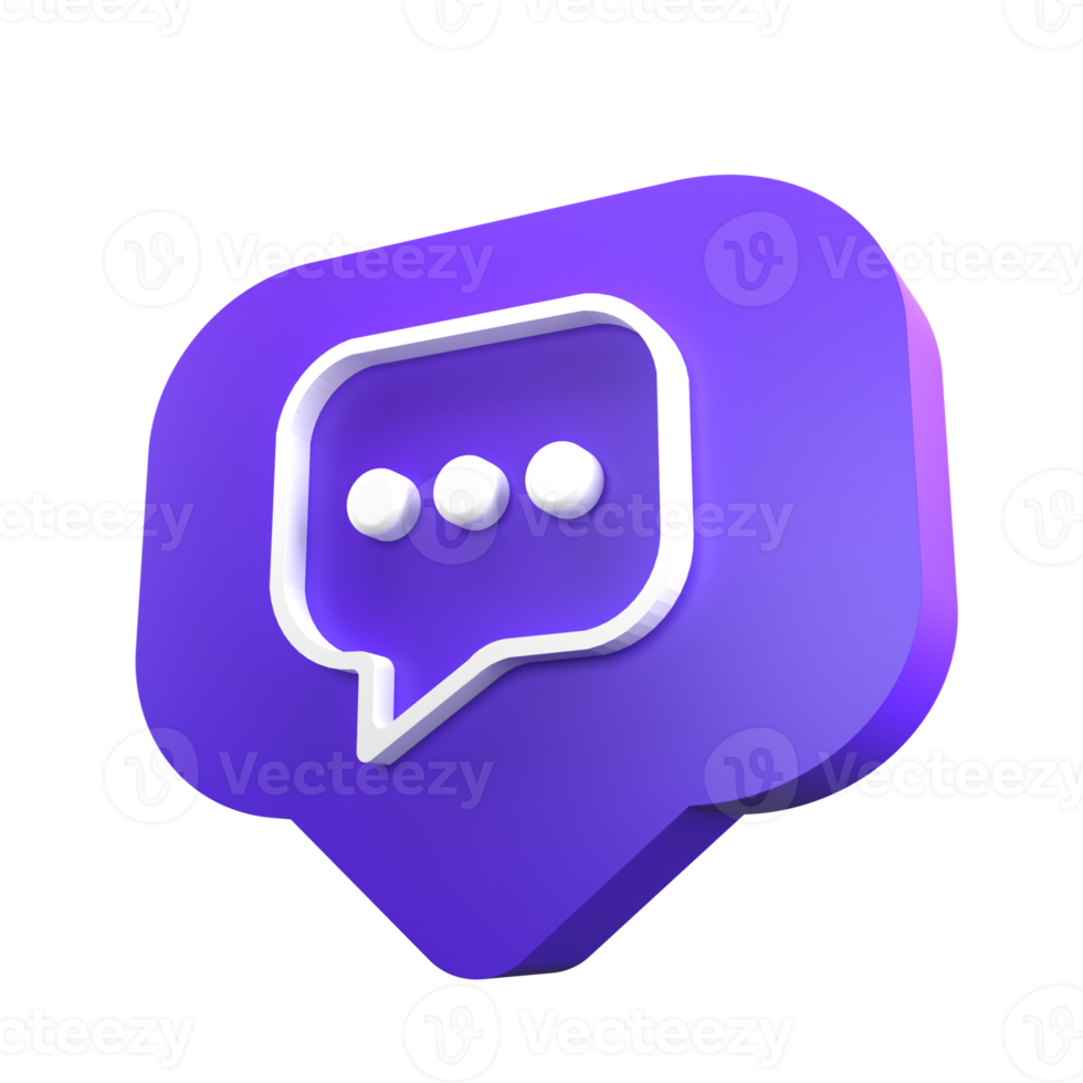 3D icon bubble chat social media isolated png
