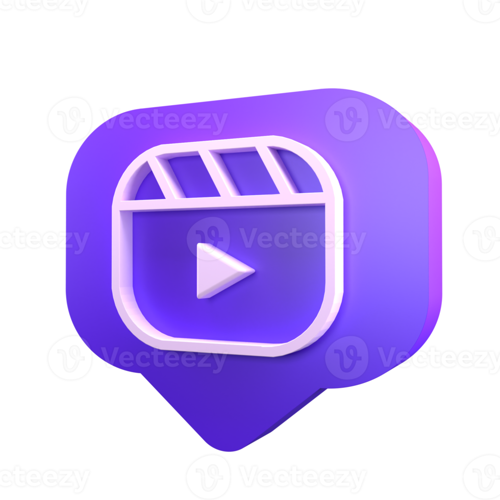 3D icon reel social media isolated png
