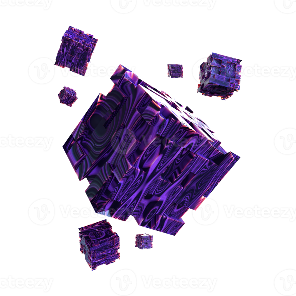 3D render abstract shapes with liquid texture png