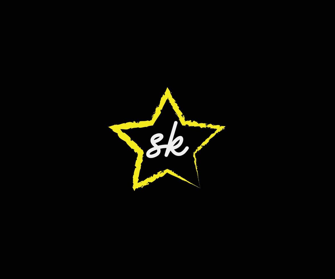 SK logo design , signature logo, star logo vector