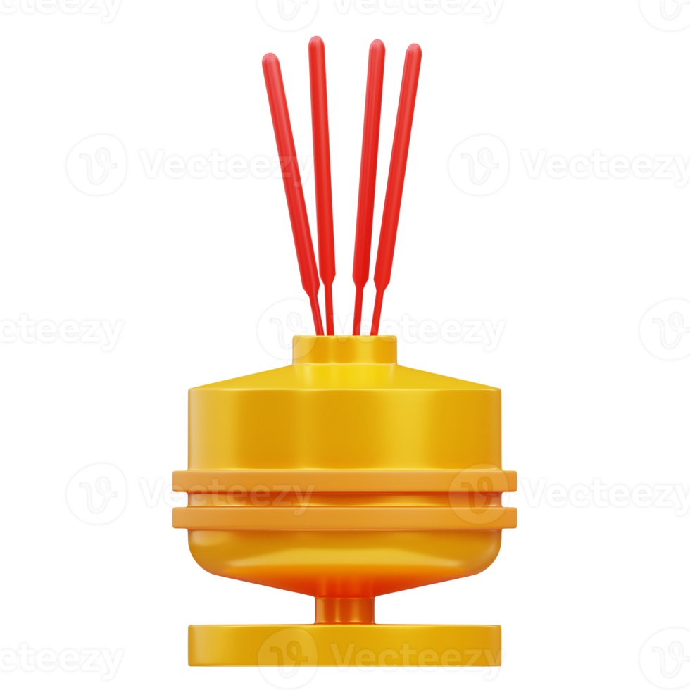 3d render illustration of typical chinese aromatherapy incense stick icon, chinese new year png