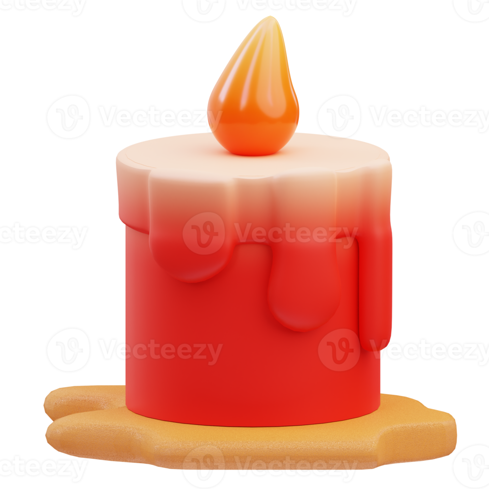 3D Render ilustración de un icono de vela roja ardiente chino típico, año nuevo chino png