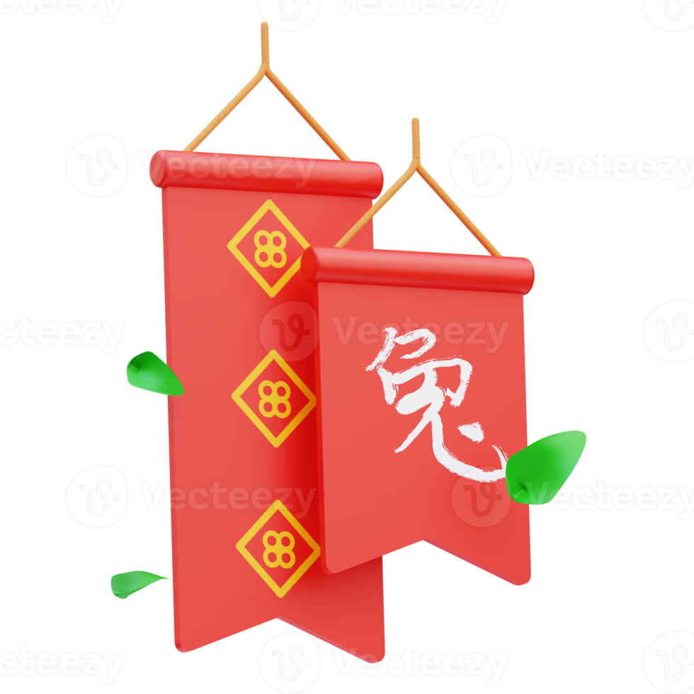 3d render illustration of chinese decoration icon, chinese new year png