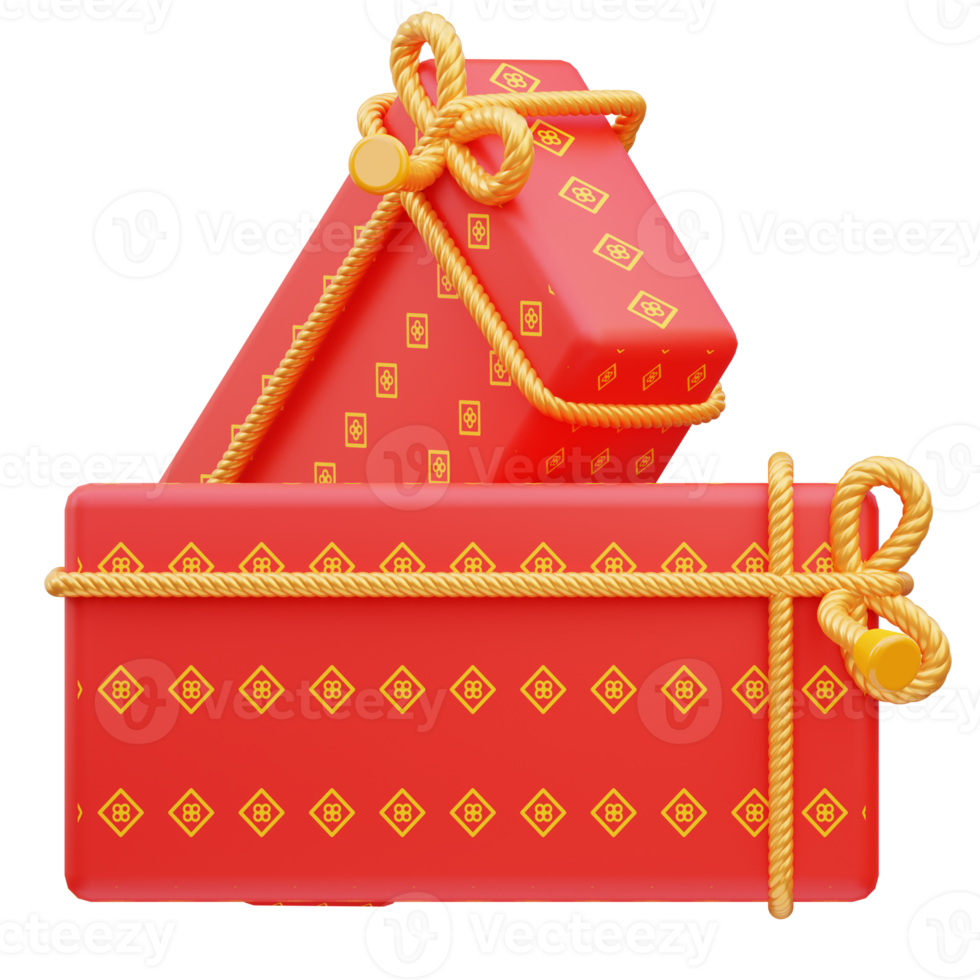 3d render illustration of chinese gift box icon, chinese new year png