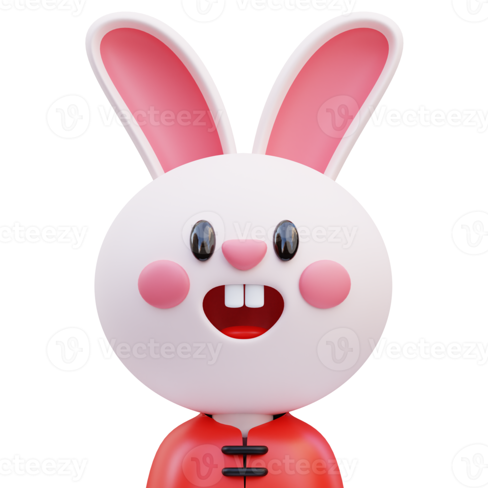 3d rendering cute rabbit avatar icon illustration, year of the ...