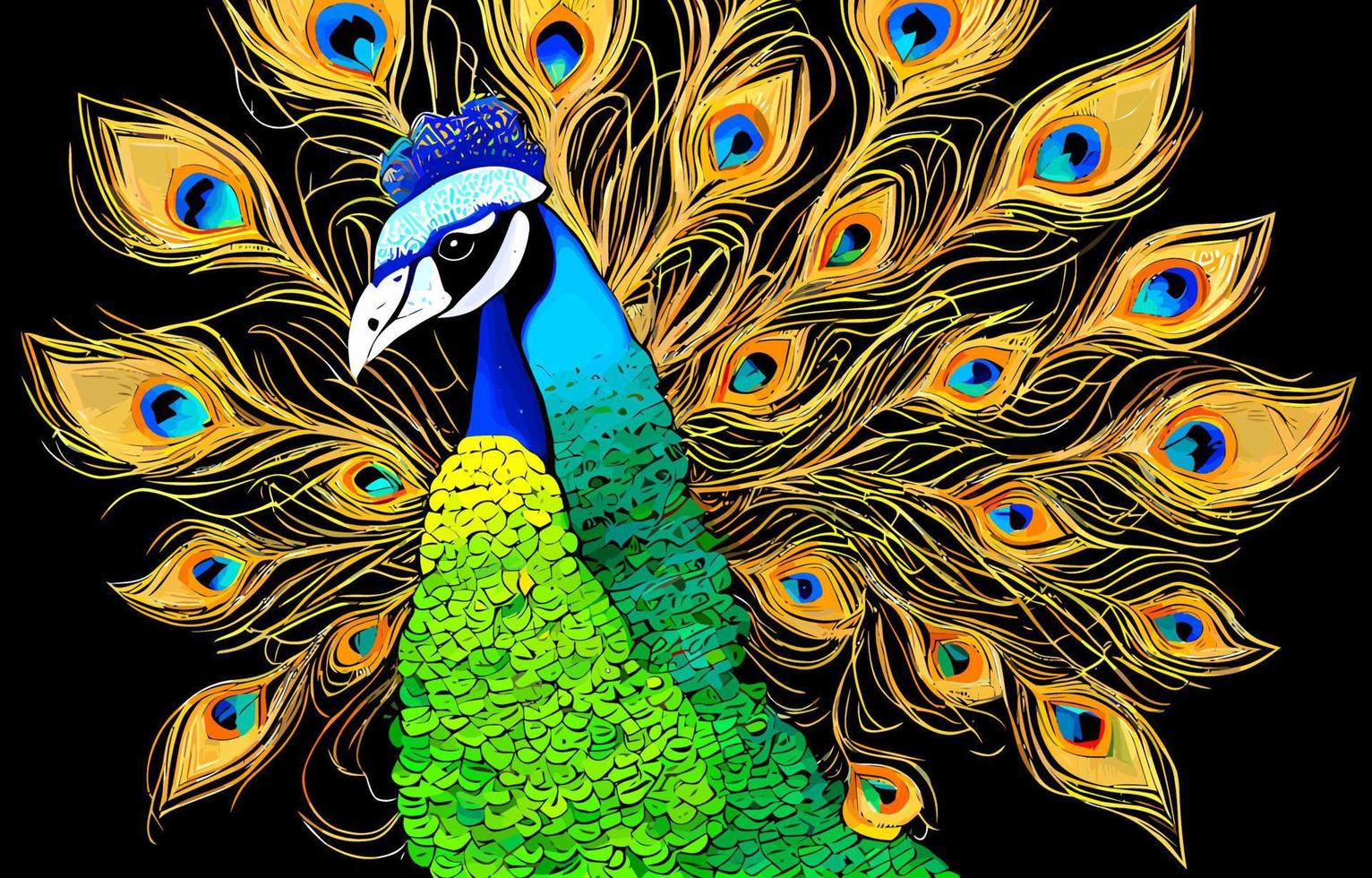 Pretty Peacock Portrait vector