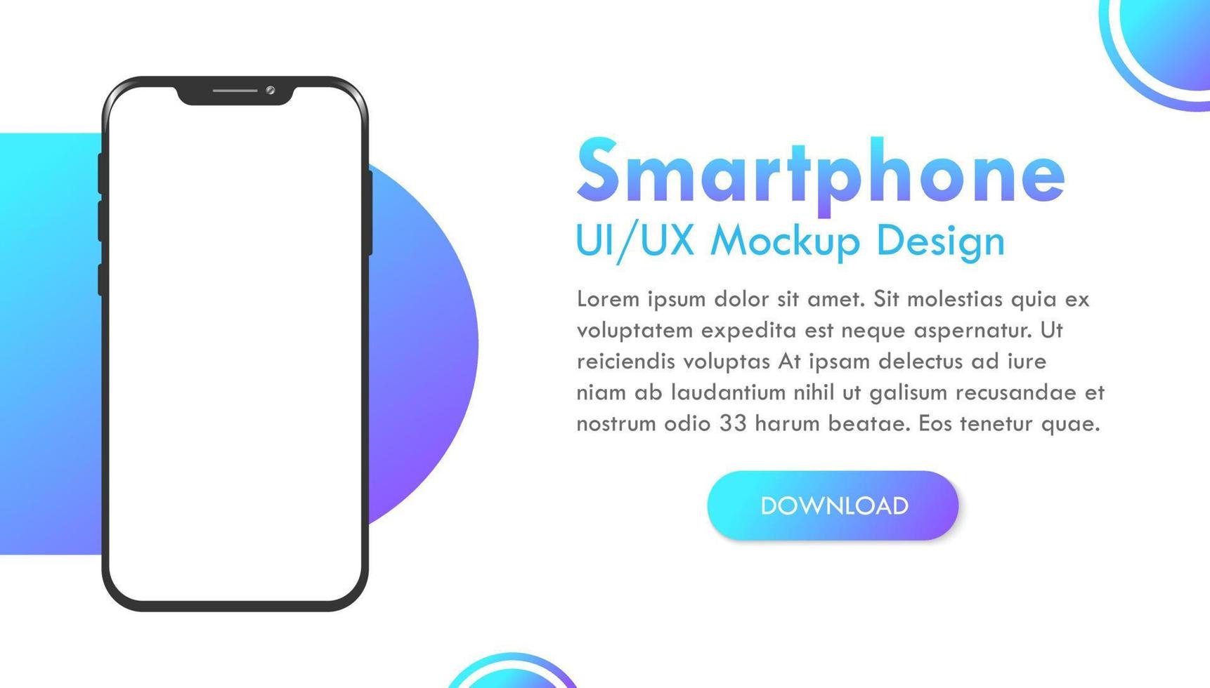 Realistic Notch Smartphone Device Colorful Blue Purple Interface Technology Mockup vector