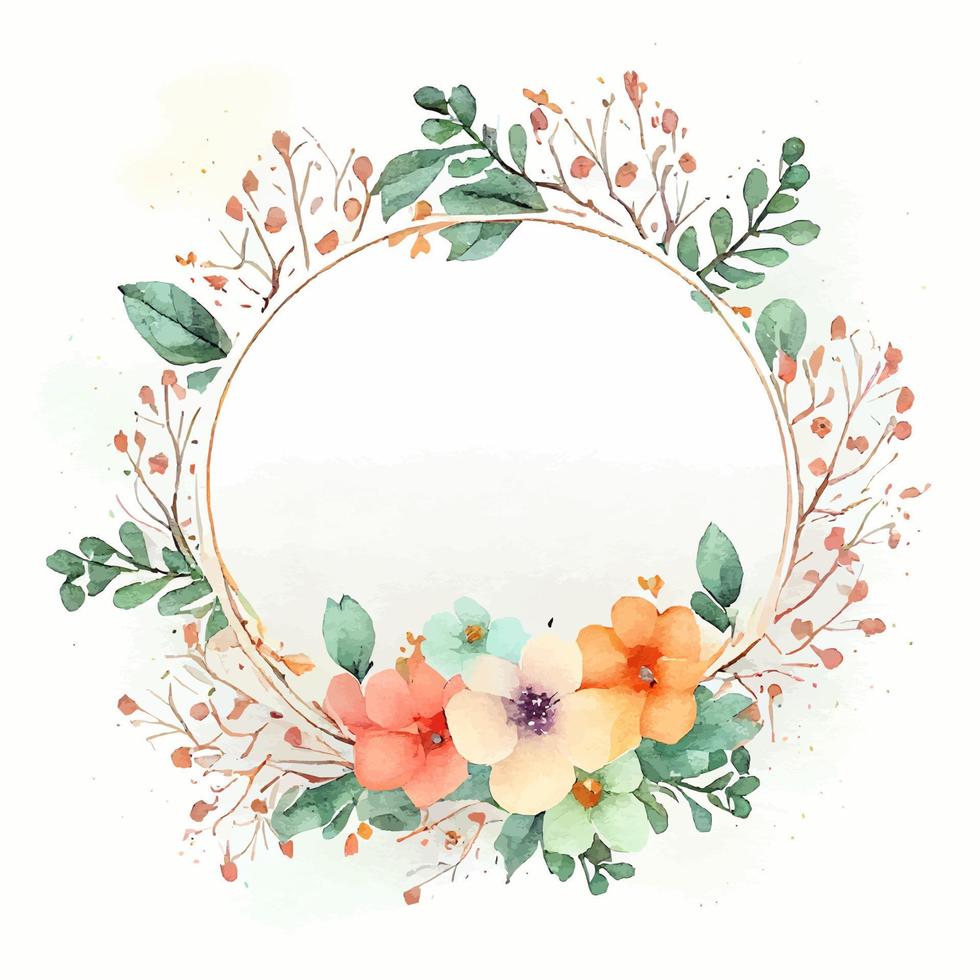 Cute watercolor frame with spring flowers vector