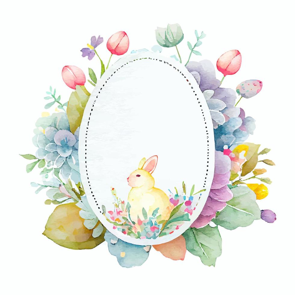 Cute Watercolor Colorful Easter Frame vector