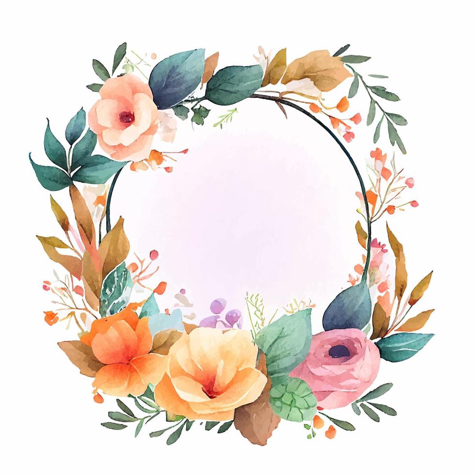 Cute watercolor frame with spring flowers vector