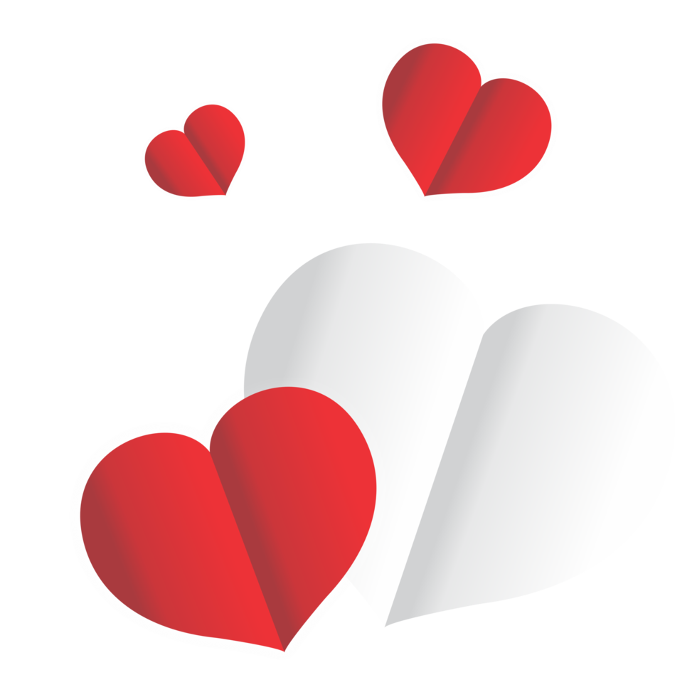 Valentine's day concept background.  red and pink paper hearts with white frame. Cute love sale banner or greeting card png