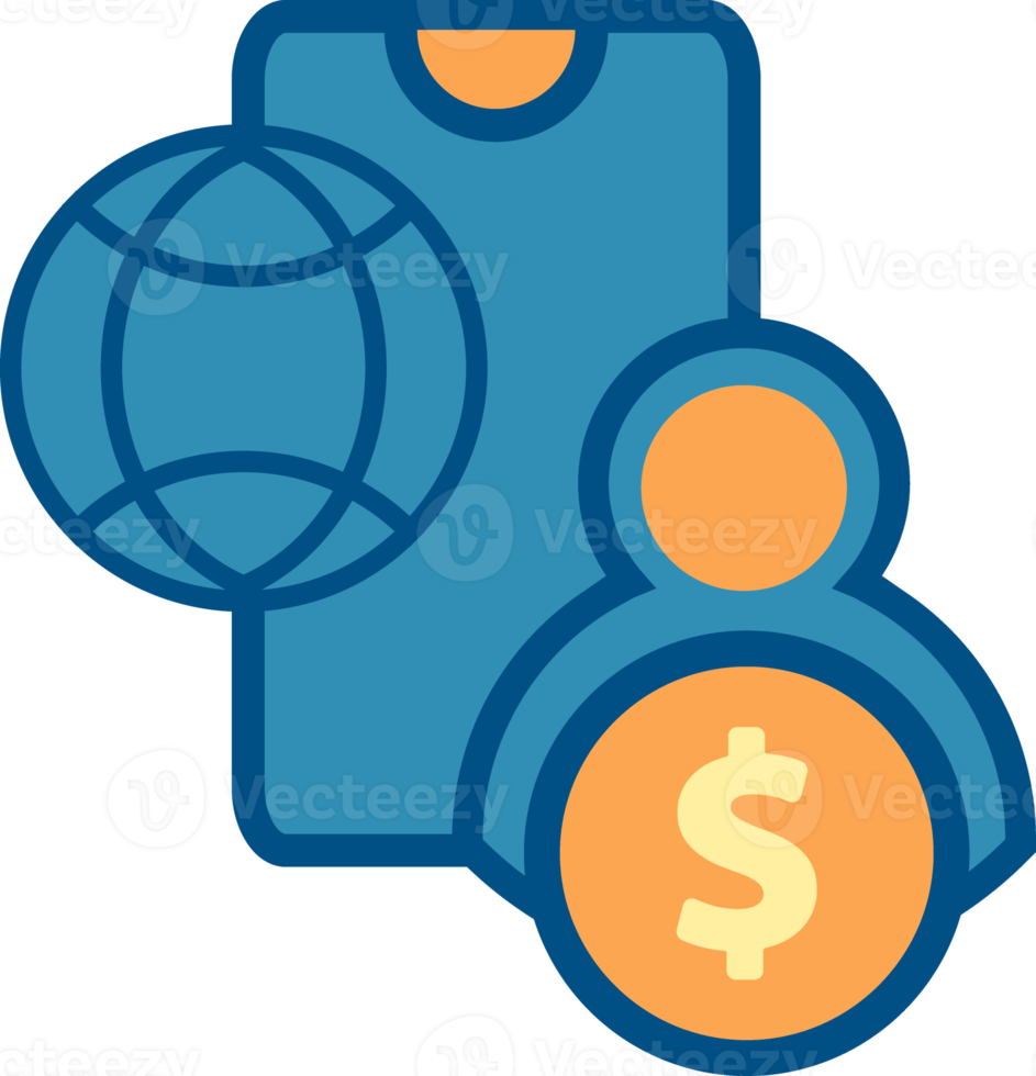 phone, user, and money. mobile payment design concept png