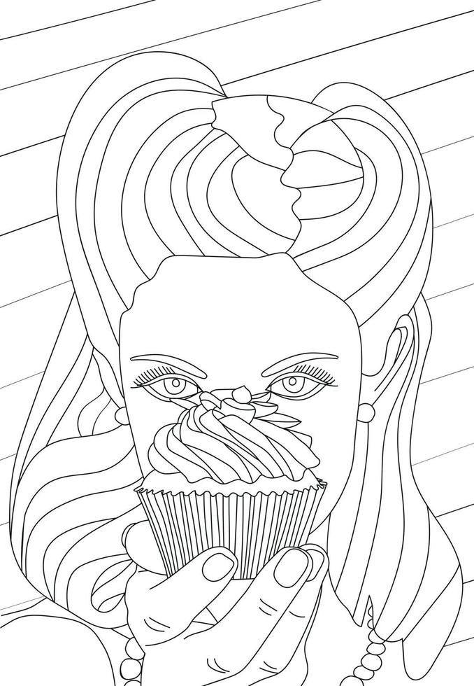 colorante antiestrés. ilustración vectorial en blanco y negro vector