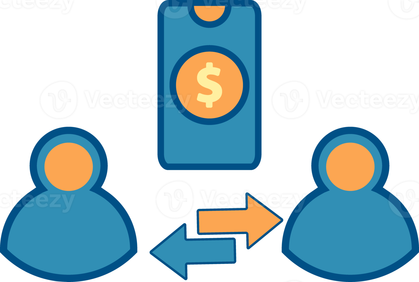 phone, user, and money. mobile payment design concept png