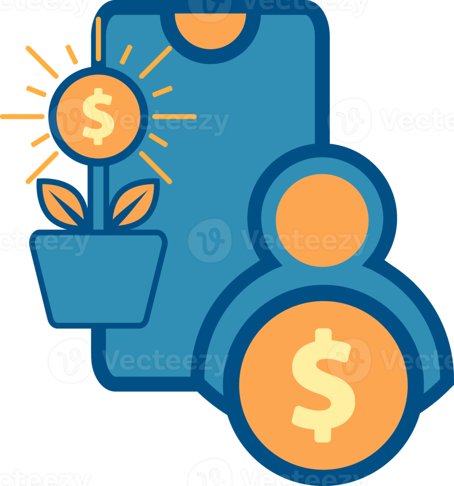 phone, user, and money. mobile payment design concept png