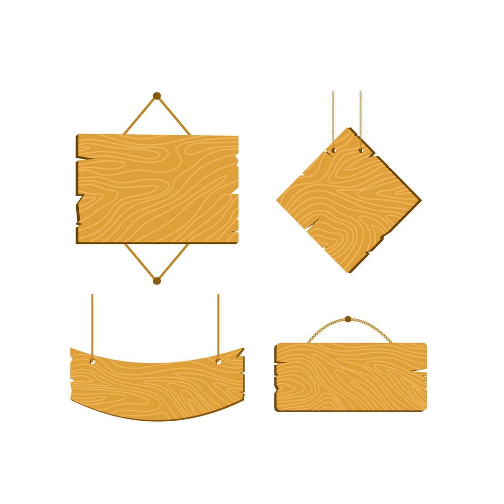 conjunto de letrero de madera vector