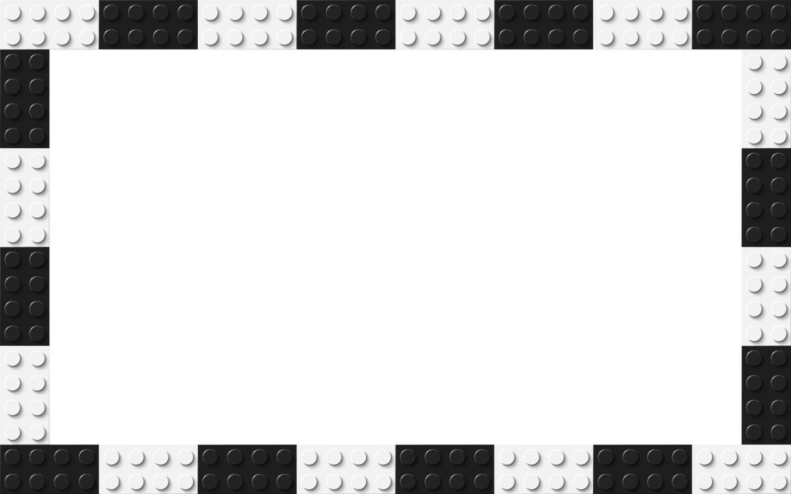 Simple frame composed of black and white toy blocks. Black and white brick banner. Abstract vector background