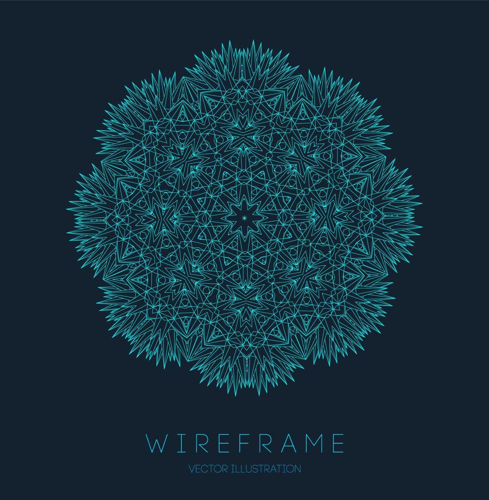 Circle pattern technology. Blue abstract geometric shape tech pattern on dark background. Music abstract vector illustration.