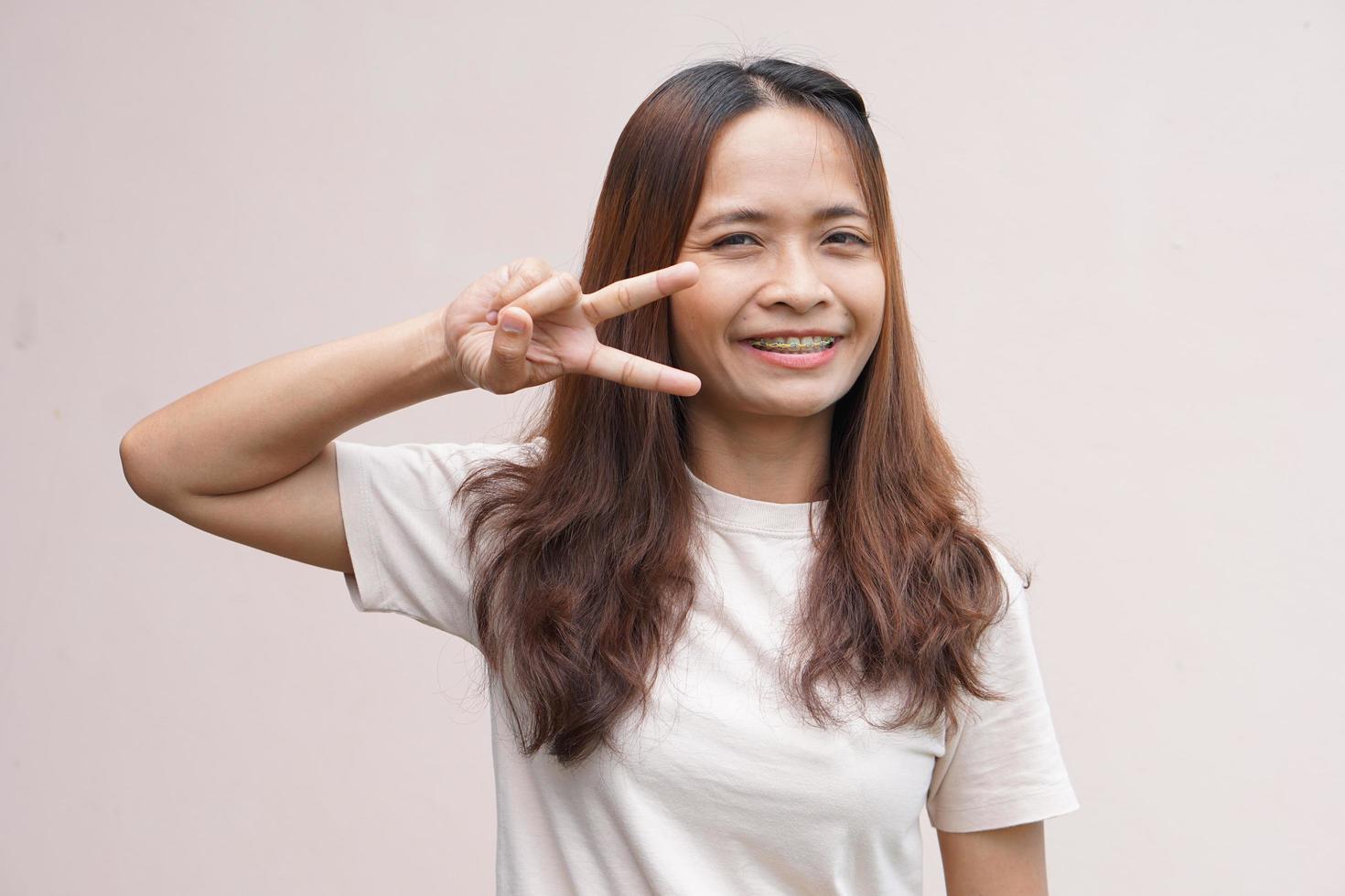 Asian woman tourists smile happily. photo