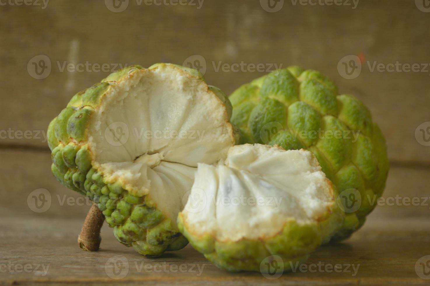 Srikaya or Annona Squamosa are tropical sweet fruit on close-up photo