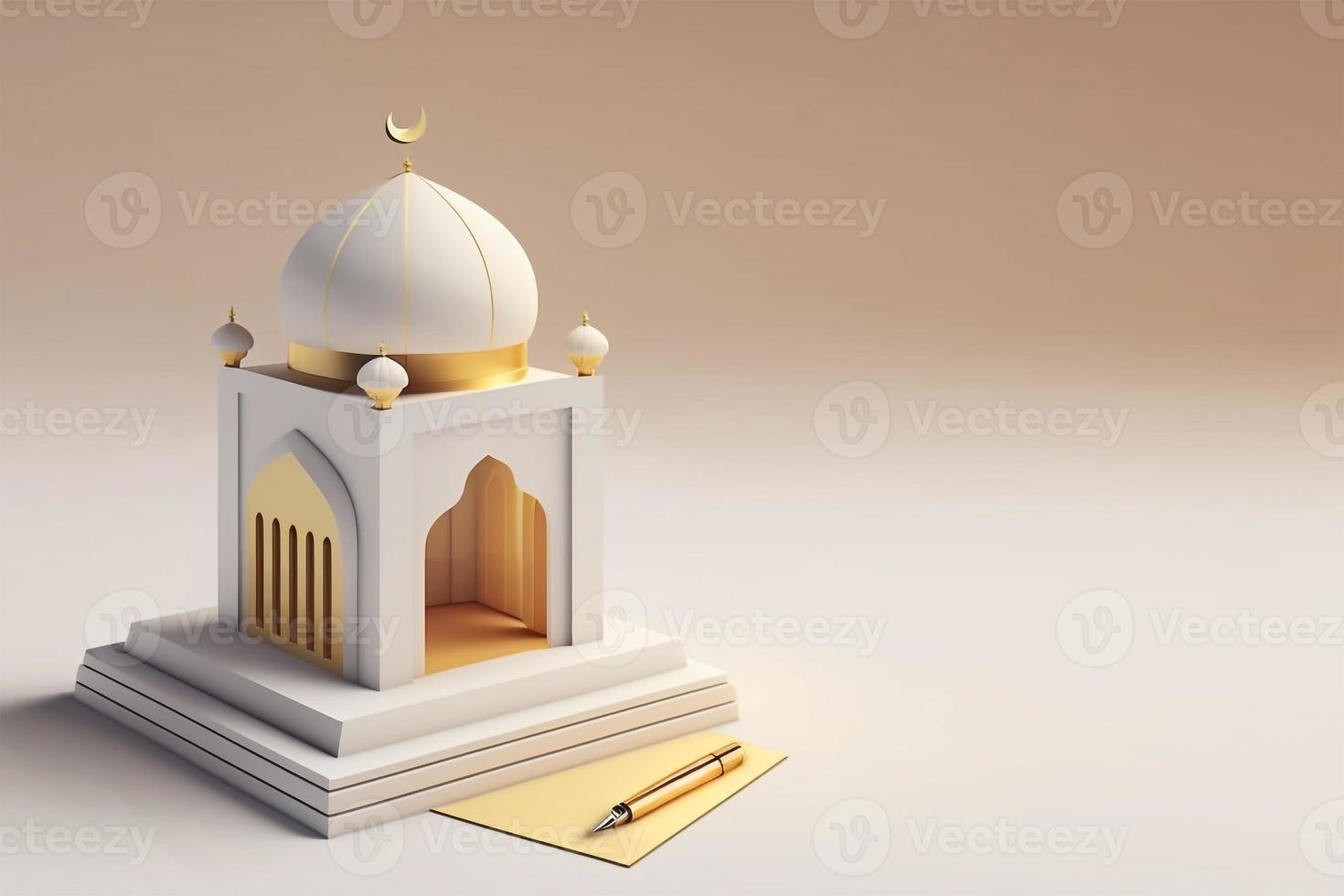 fondo de renderizado 3d islámico mini mosqe foto