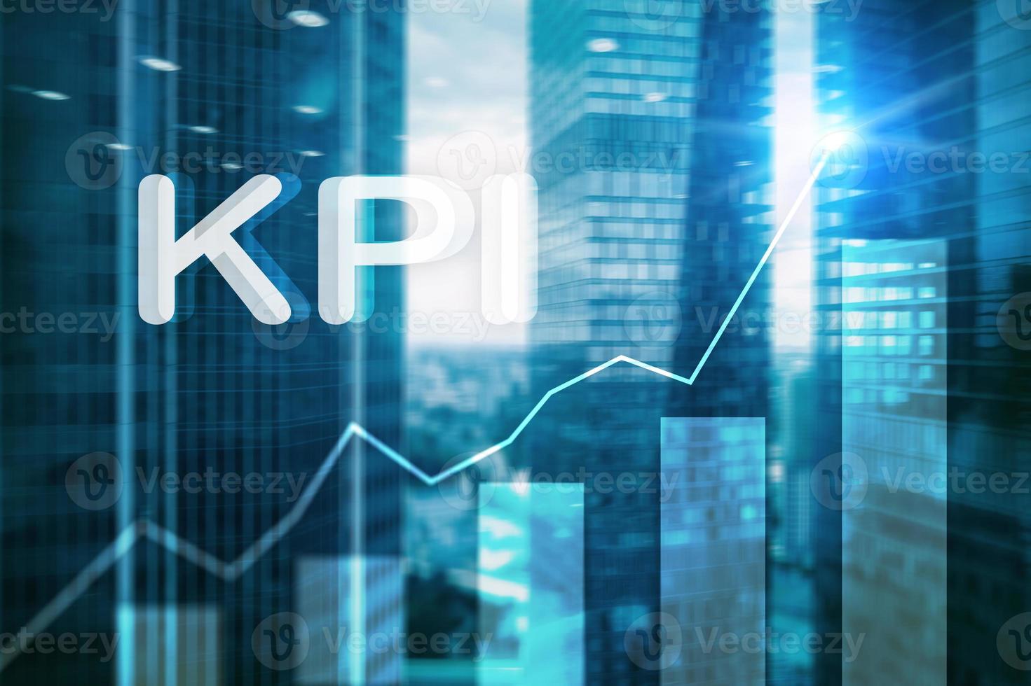 KPI - Key performance indicator graph on blurred background. photo