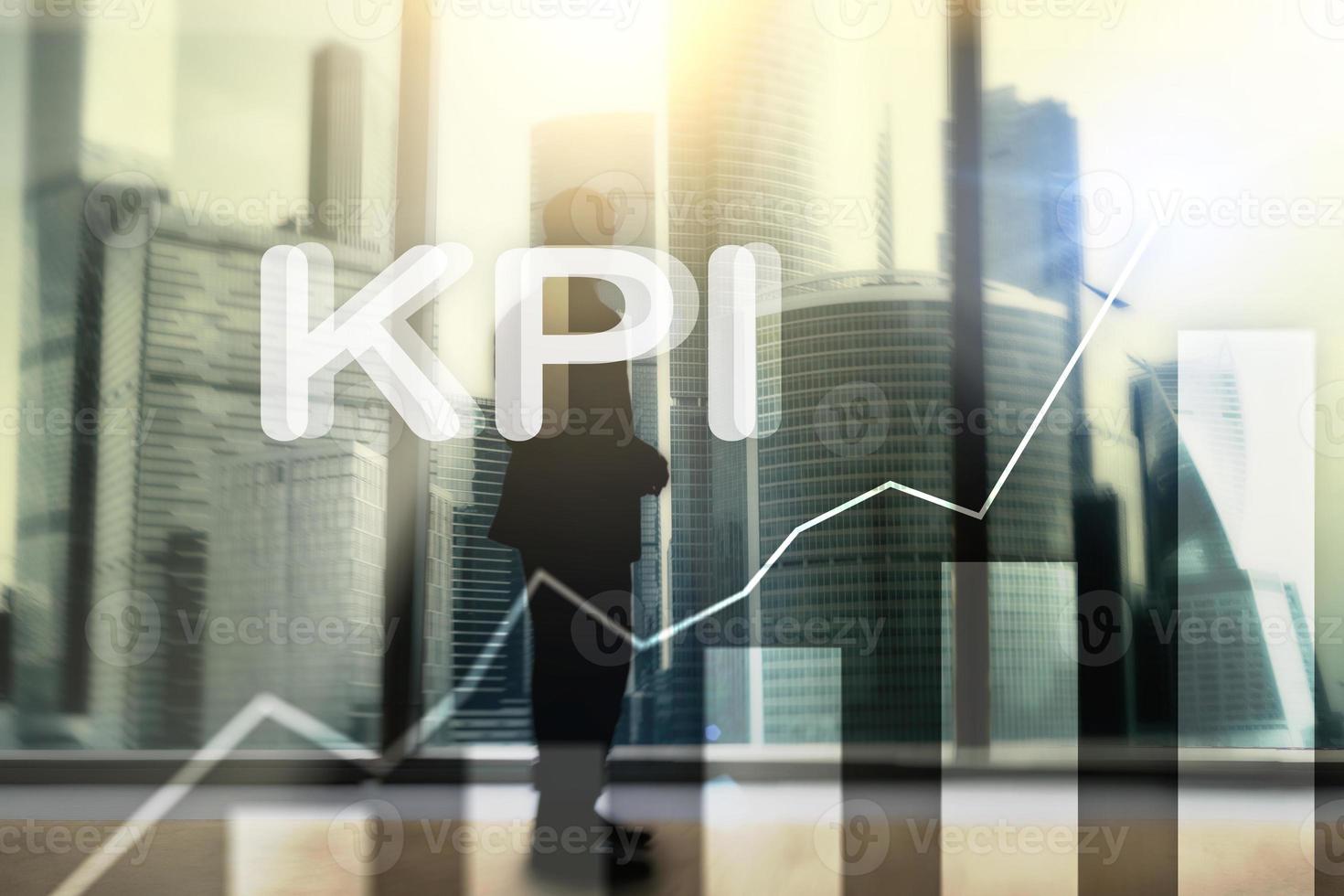 KPI - Key performance indicator graph on blurred background. photo