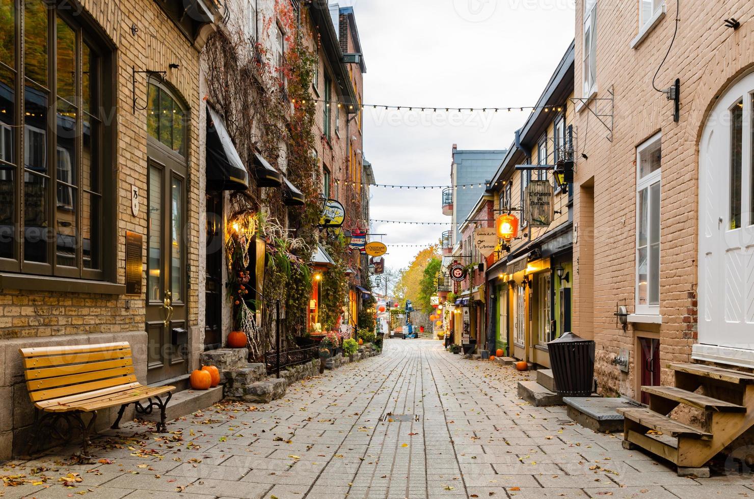 Little street of Rue du Petit-Champlain in Old Quebec city, Quebec, Canada photo