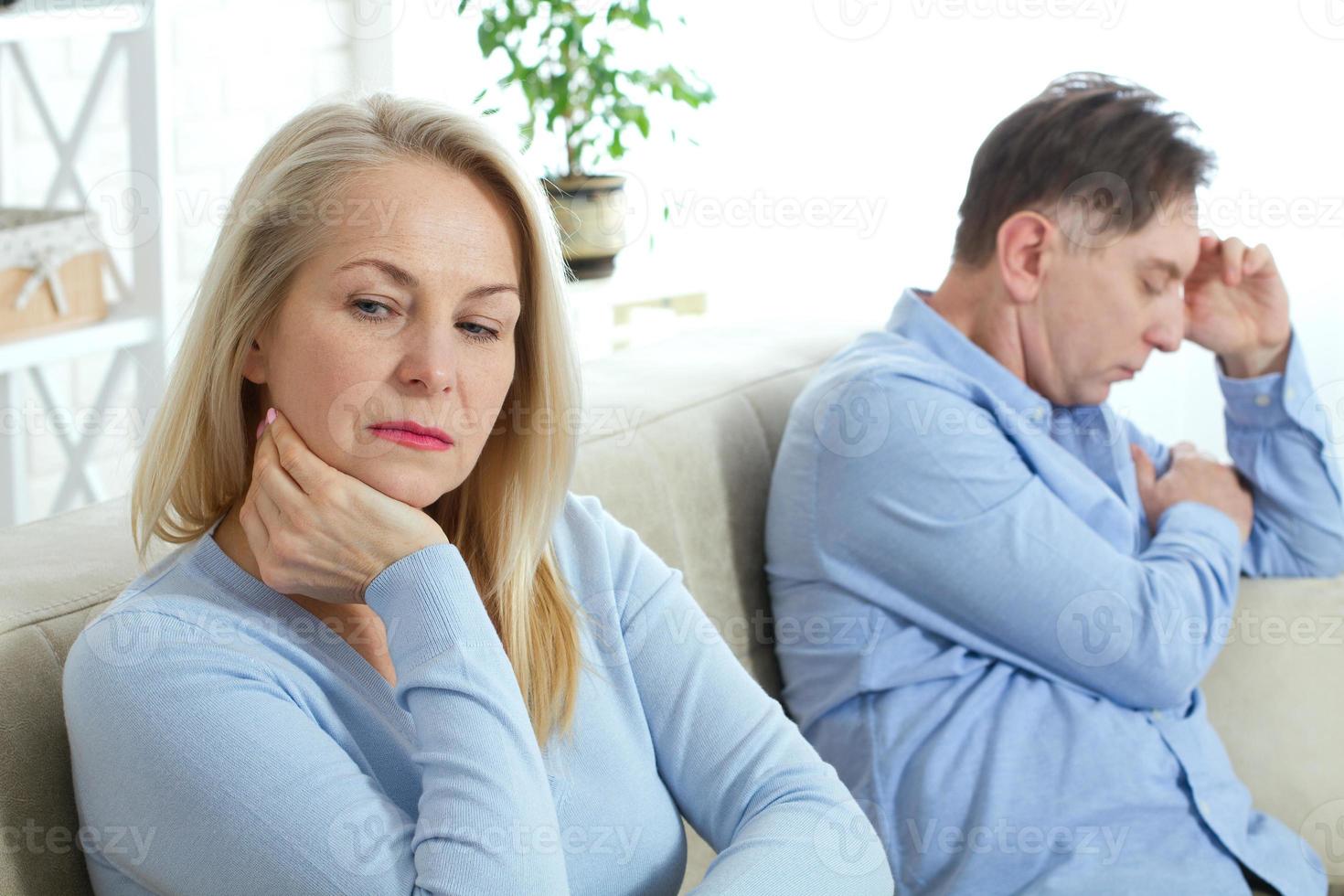 Attractive couple in quarrel at home photo