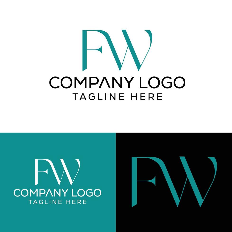 letra inicial fw logo diseño monograma creativo moderno signo símbolo icono vector