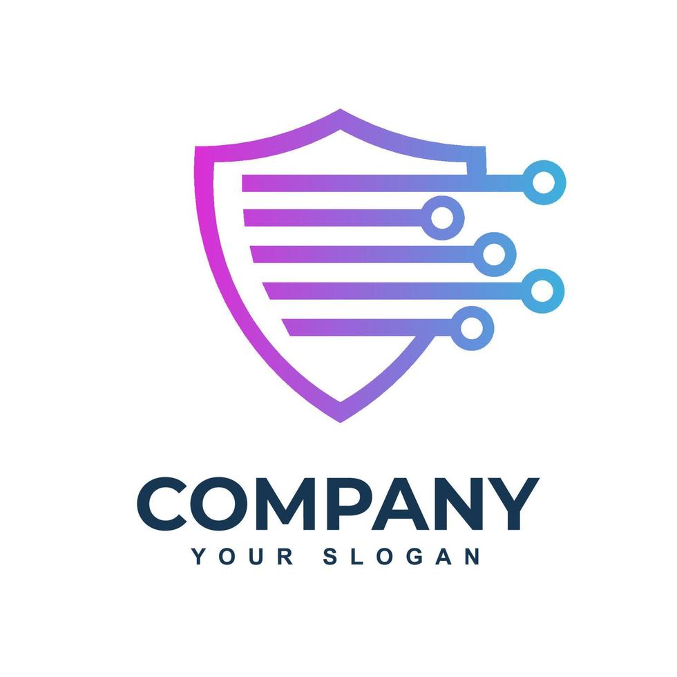 Shield Security System Protection Arrow Computer Link Data Connection Business Company Stock Vector Logo Design Template