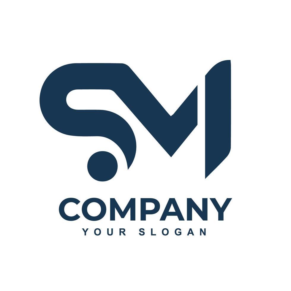 SM Letter Logo Design with Creative Modern Trendy Typography and Black Colors. vector