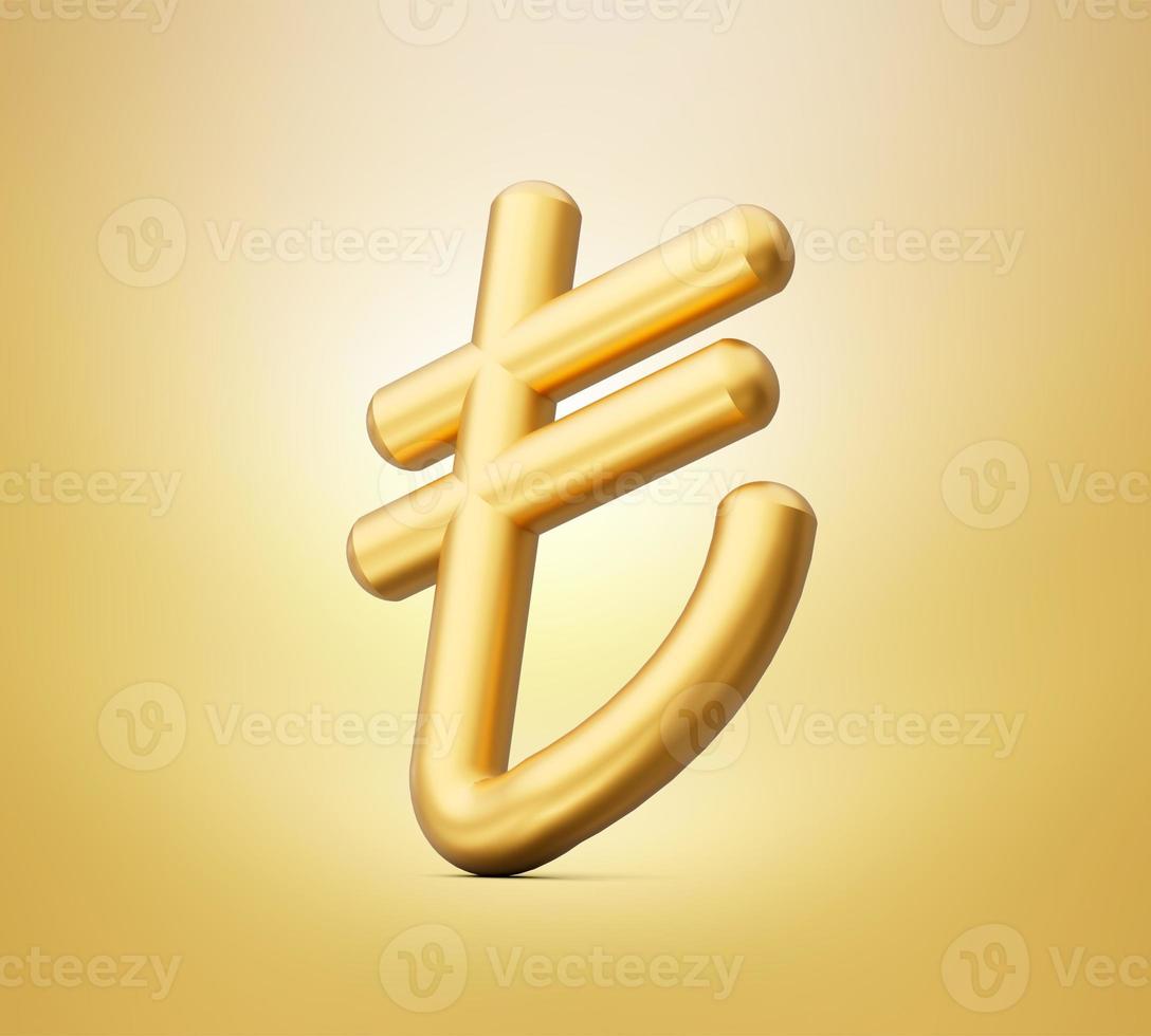 Shiny golden Turkish Lira Sign. TL currency symbol. Turkish Money. 3d illustration isolated background photo