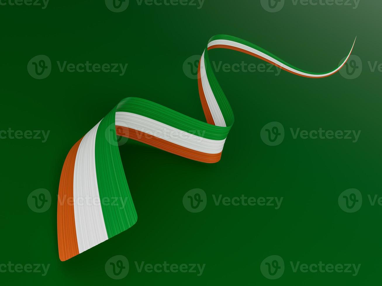 Waving ribbon or banner with flag of Ireland. Template for independence day 3d illustration photo