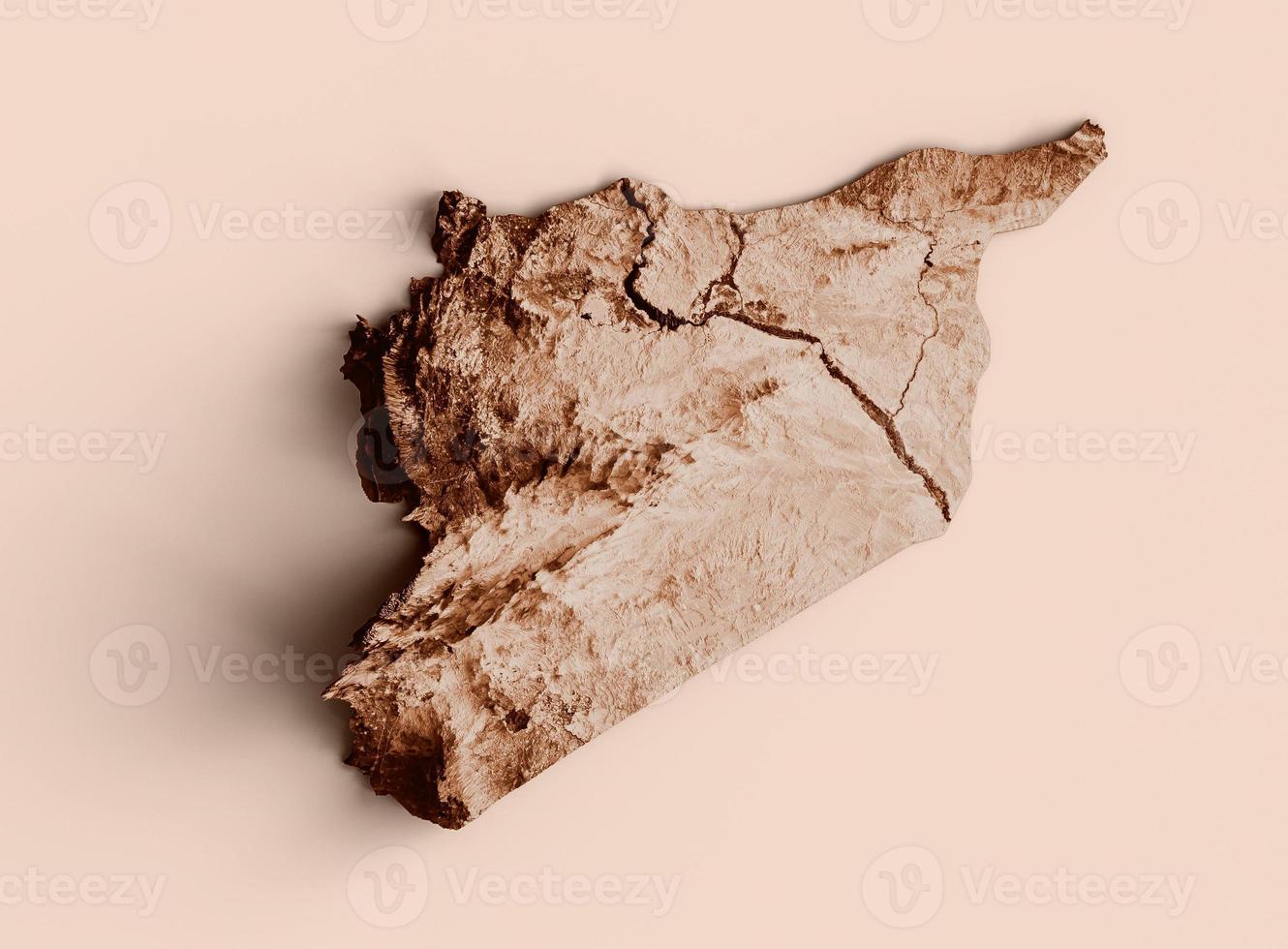 Map of Syria in old style, brown graphics in a retro style Vintage Style. High detailed 3d illustration photo
