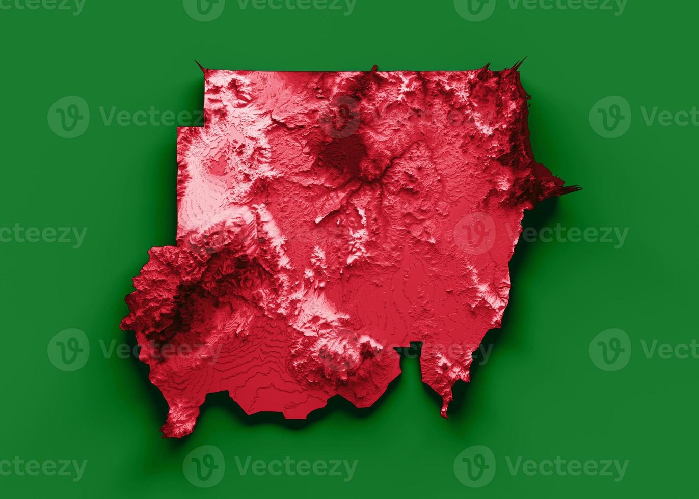 Sudan map with the flag Colors Blue and Red Shaded relief map 3d illustration photo