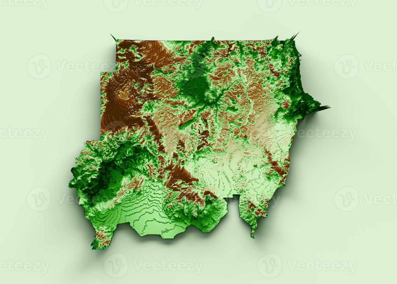 Sudan Topographic Map 3d realistic map Color 3d illustration photo