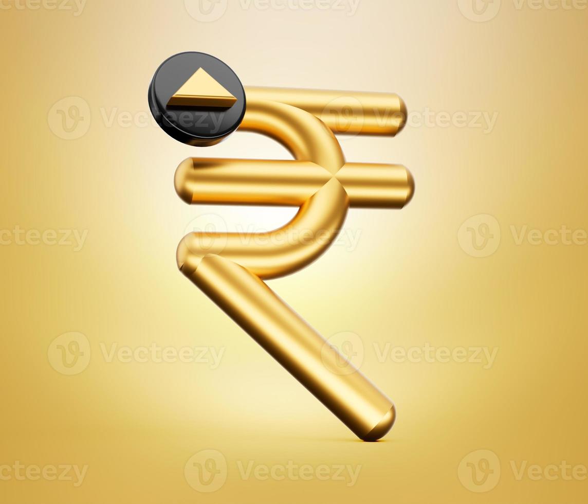 la tasa de cambio de moneda de la rupia india inr crece aumentando el concepto financiero empresarial, ilustración 3d foto