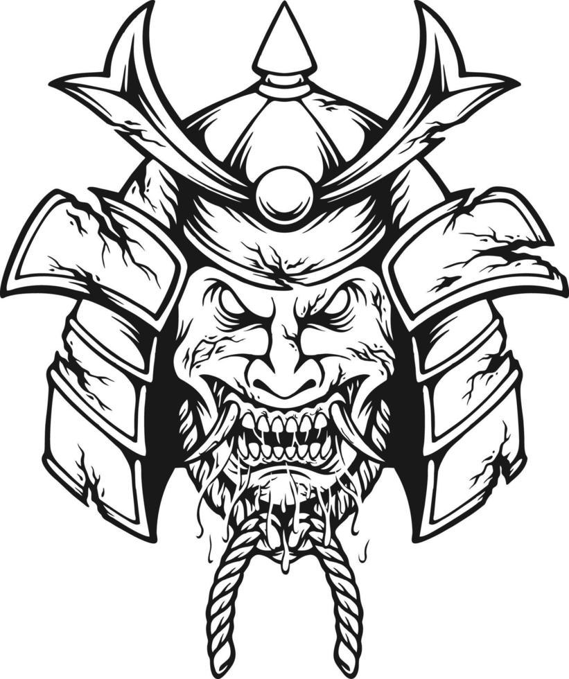 Monster ronin warrior with mask helmet samurai outline Vector illustrations for your work Logo, mascot merchandise t-shirt, stickers and Label designs, poster, greeting cards advertising business