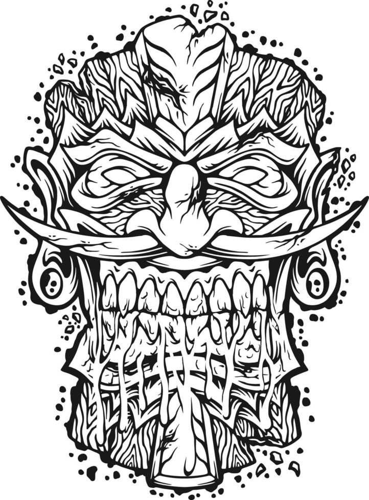 Tiki bar hawaiian tropical mask silhouette vector