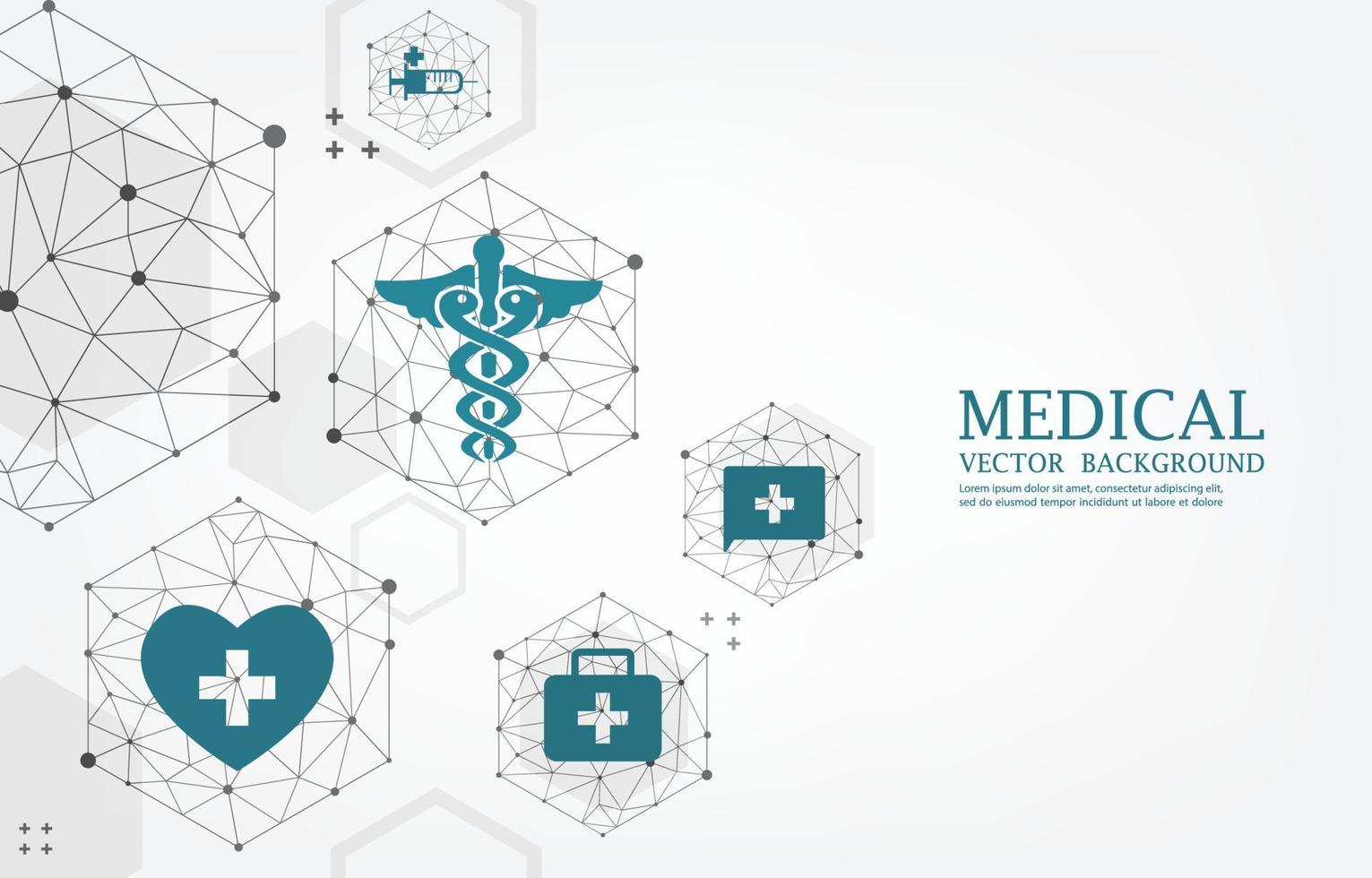 White medical wallpaper geometric hexagon poloygon concept.medical icons vector