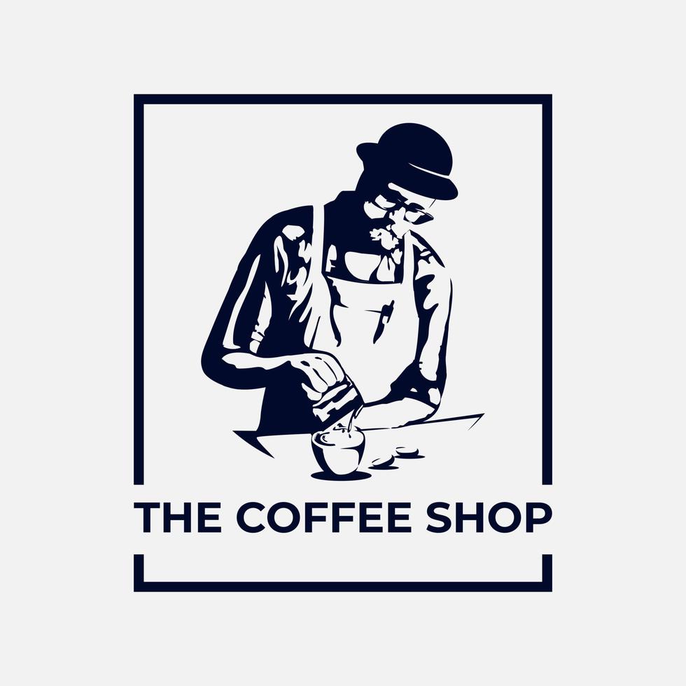 barista coffee silhouette logo vector illustration