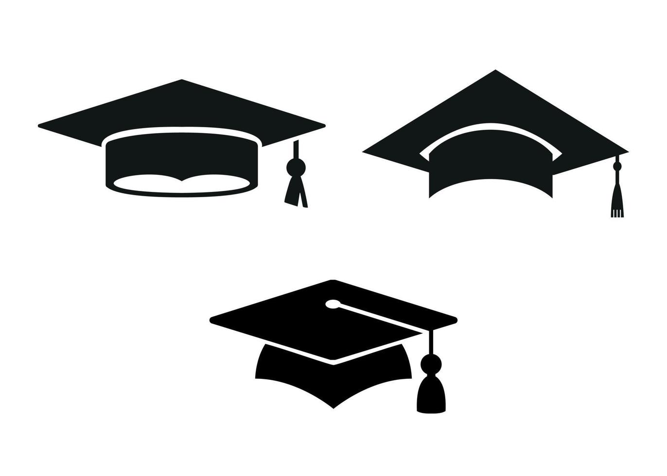 conjunto de iconos de gorra de sombrero de graduación. ilustración de conjunto de tapa de universidad o universidad de posgrado vector