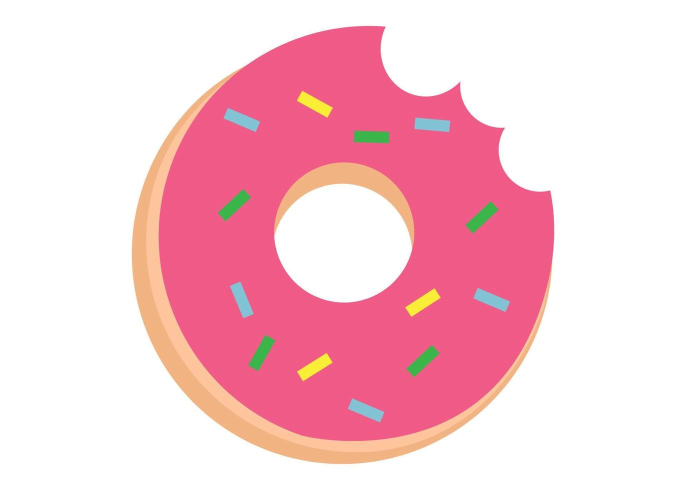 delicioso bocadillo dulce de donut en ilustración de vector de estilo plano aislado
