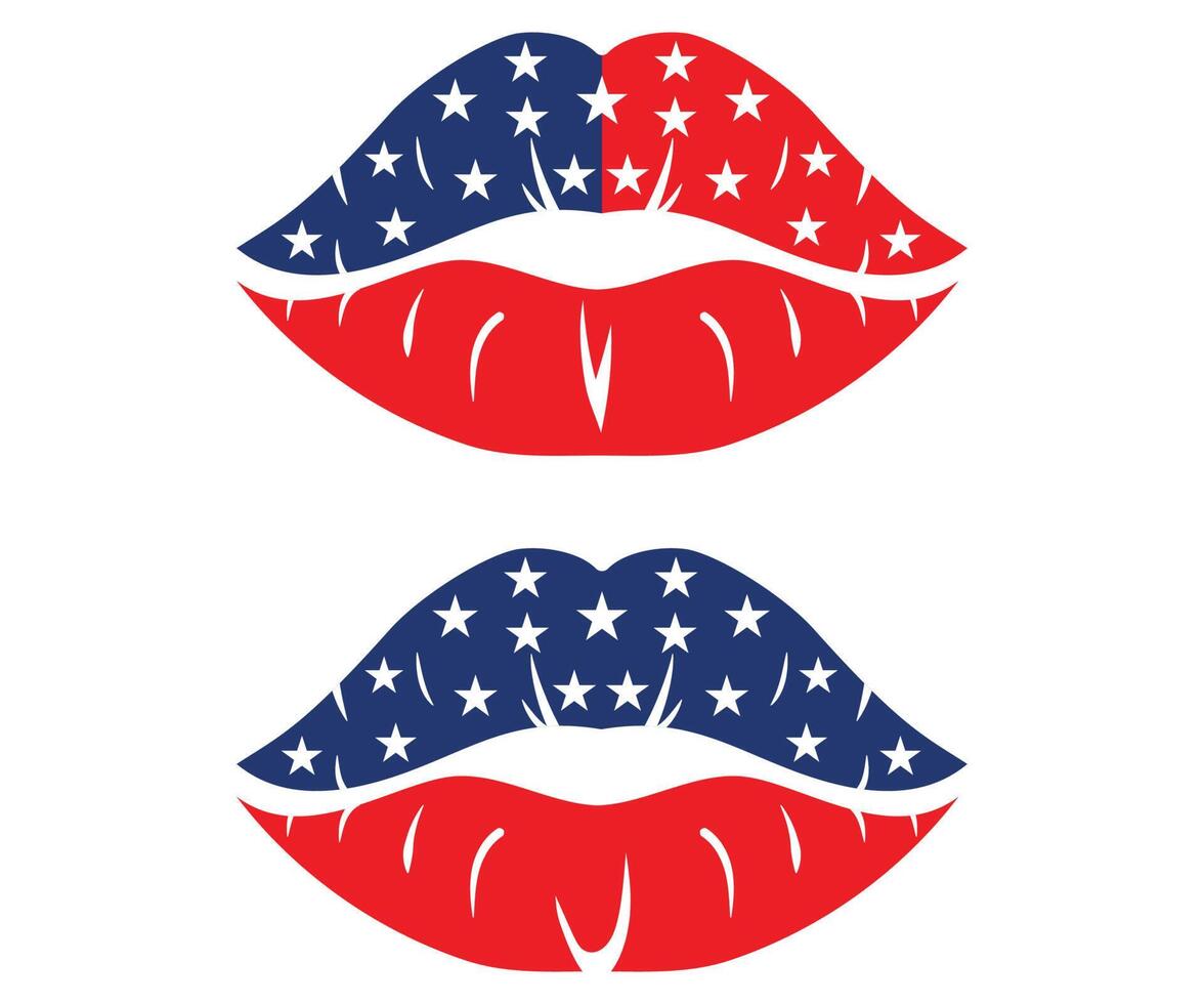 labios femeninos con los colores de la bandera americana estilo minimalista ilustración aislada vector